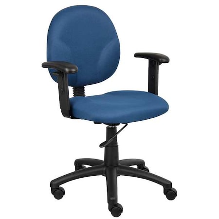 Zoro Select Fabric Desk Chair, 18" to 20", Adjustable Arms, Blue 6GNL8