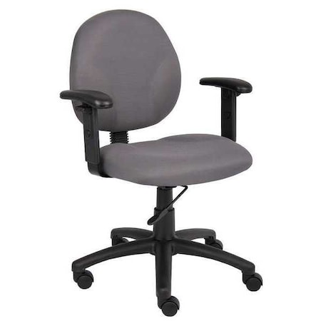 Zoro Select Fabric Desk Chair, 18" to 20", Adjustable Arms, Gray 6GNL9