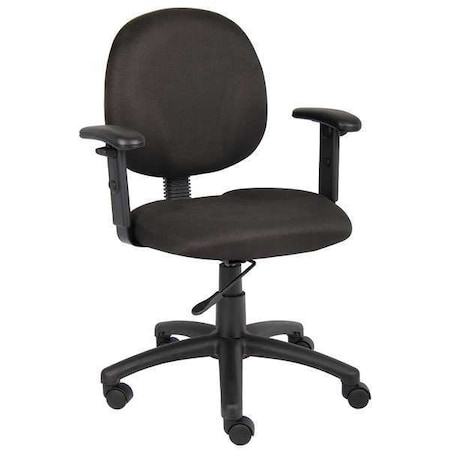 Zoro Select Fabric Desk Chair, 18" to 20", Adjustable Arms, Black 6GNN0