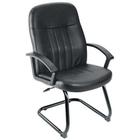 Zoro Select Guest Chair, Black Seat, Black Back, 25 1/2" W 26" L 41" H, Fixed, Leather Seat 6GNN5