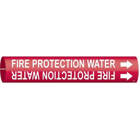 Brady Pipe Marker, Fire Protection Water, Red, 4060-B 4060-B