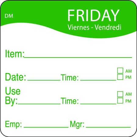 Daymark Day Label, Friday, 2-1/2 In. W, PK250 1100535