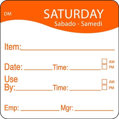 Daymark Day Label, Saturday, 4-1/2 In. W, PK250 1100536