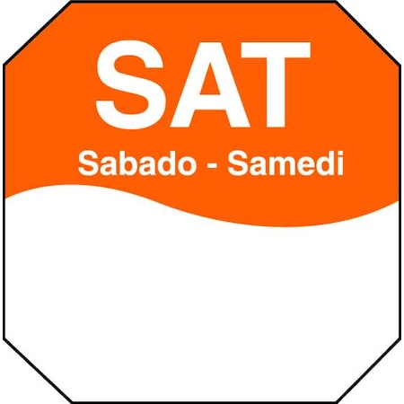 Daymark Day Label, Saturday, 3 In. W, PK1000 1100606