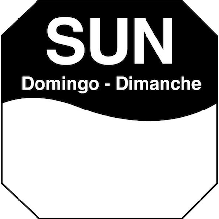 Daymark Day Label, Sunday, 3-1/9 In. W, PK1000 1100607