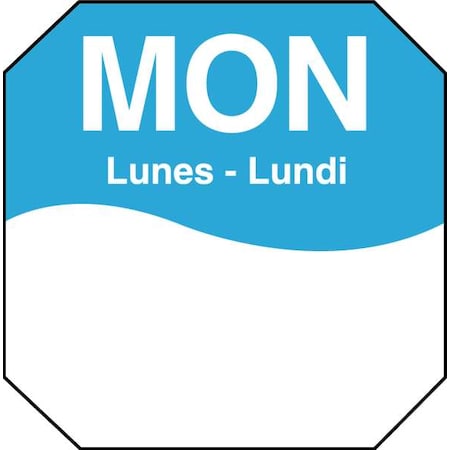 Daymark Day Label, Monday, 3-2/7 In. W, PK1000 1100601