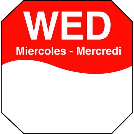 Daymark Day Label, Wednesday, 3 In. W, PK1000 1100603