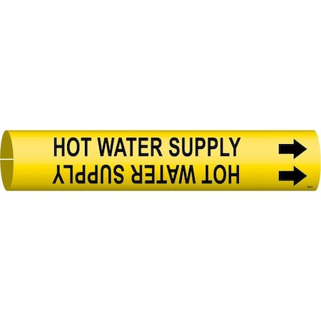 Brady Pipe Marker, Hot Water Supply, Y, 4 to6 In 4082-D