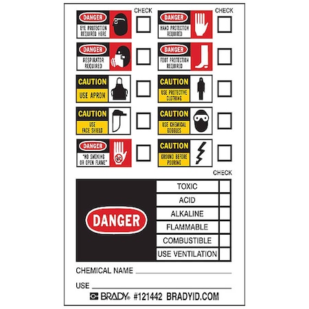 Brady Label, 5 in Height, 3 in Width 121442