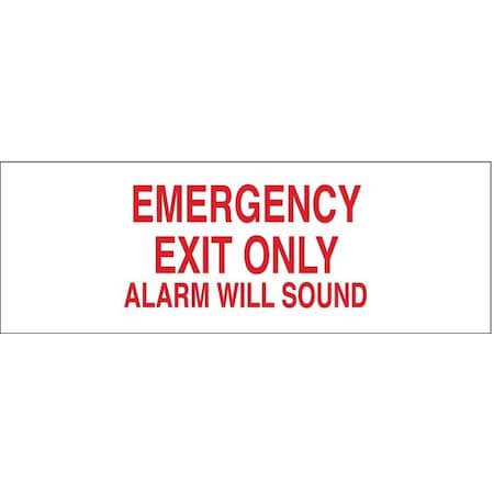 Brady Exit Sign, Polyester, 10" W, 3-1/2" H, Emergency Exit Only Alarm Will Sound, White 89156