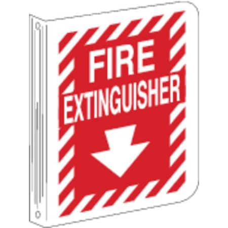 BRADY Fire Extinguisher Sign, 12X9", WHT/R 70998