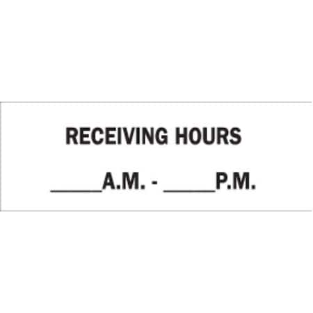 Brady Receiving Hours _Am-_ Pm, 7 in x 20 in, Rectangle, Fiberglass, 75183 75183