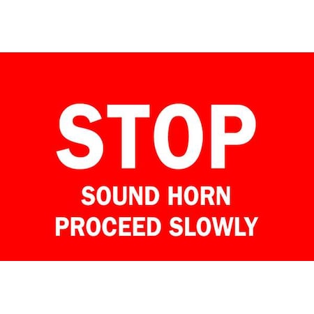 Brady Stop Sound Horn Proceed Slowly, 10" W x 7" H, Rectangle, Aluminum, 122447 122447