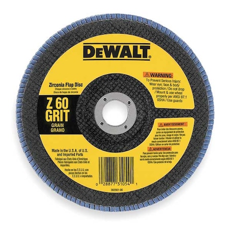 Dewalt 7" x 7/8" 60g type 29 HP flap disc DW8323