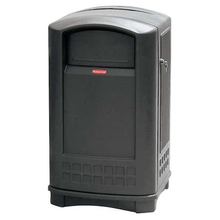 RUBBERMAID COMMERCIAL 50 gal Rectangular Trash Can, Black, 25 1/4 in Dia, Swing, HDPE FG396400BLA