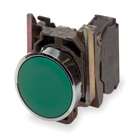 Schneider Electric Push Button Operator, Flush, Momentary Action, Not Applicable Release, Non-Illuminated, Green XB4BA35