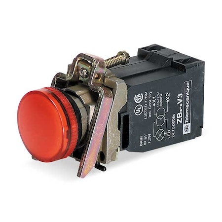 Schneider Electric Pilot Light Complete, Red, Incandescent XB4BV34