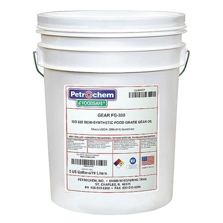 Petrochem 5 gal Gear Oil Drum 320 ISO Viscosity, 90 SAE, Clear FOODSAFE GEAR FG-320-005