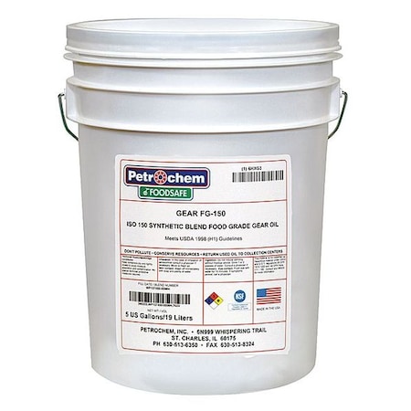 Petrochem 5 gal Gear Oil Drum 150 ISO Viscosity, 85W SAE, Clear FOODSAFE GEAR FG-150-005