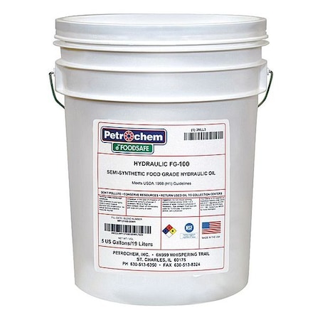 Petrochem 5 gal Pail, Hydraulic Oil, 100 ISO Viscosity, 30 SAE FOODSAFE HYDRAULIC FG-100-005