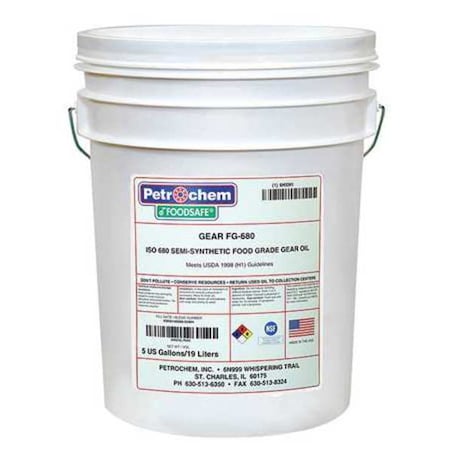 Petrochem 5 gal Gear Oil Drum 680 ISO Viscosity, 140 SAE, Clear FOODSAFE GEAR FG-680-005