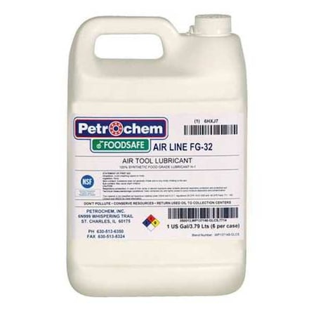 Petrochem Synthetic Air Tool Lube, SAE Grade 10W, Food Grade, 1 gal., ISO 32 FOODSAFE AIR LINE FG-32-001