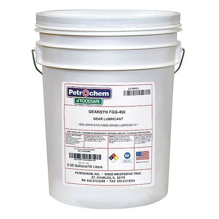 Petrochem 5 gal Gear Oil Drum 460 ISO Viscosity, 140 SAE, Clear GEARSYN FGG-460-005