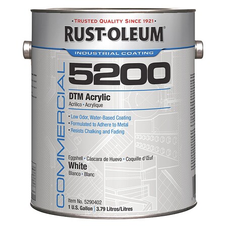 Rust-Oleum Interior/Exterior Paint, Eggshell, Water Base, White, 1 gal ...