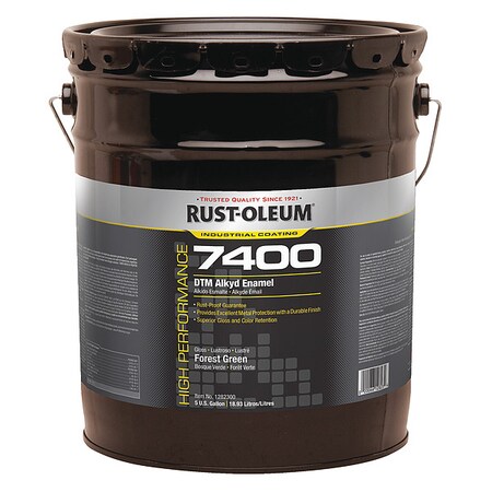 Rust-Oleum Interior/Exterior Paint, Glossy, Water Base, Forest Green, 5 gal 1282300