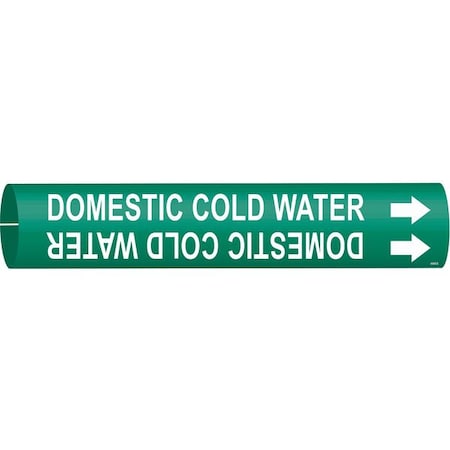 Brady Pipe Marker, Domestic Cold Water, 4to6 In 4048-D