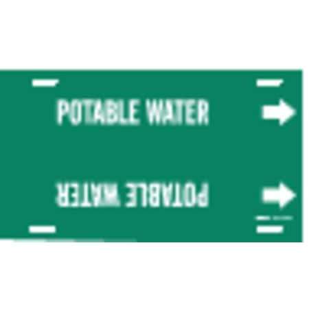 Brady Pipe Marker, Potable Water, Gn, 6to7-7/8 In 4111-F