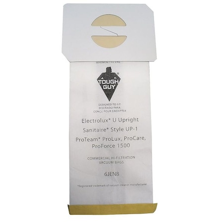 Tough Guy Vacuum Bag, 2-ply, Paper Bag, 10 PK 6JEN8