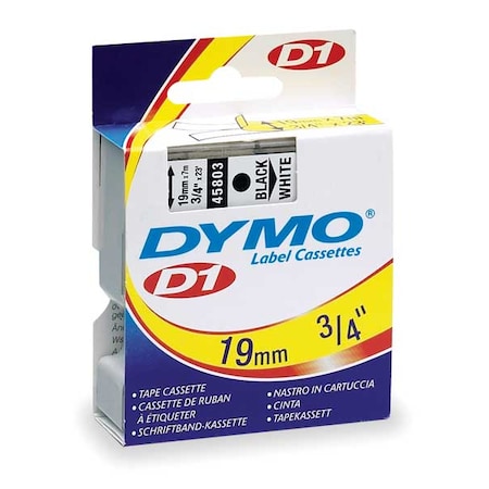Dymo Adhesive Label Tape Cartridge 3/4" x 23 ft., Black/White 45803