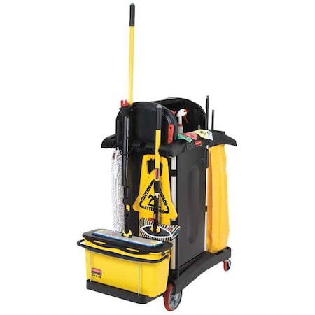 Rubbermaid Commercial Cleaning Cart Kit, Black, Polypropylene 1784284