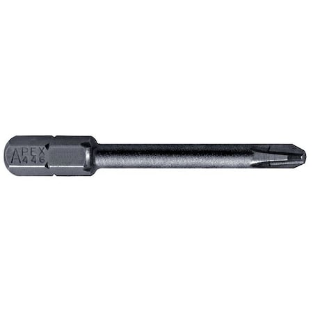 APEX TOOL GROUP Torsion Bit, SAE, 1/4", Hex, #2, 2" 446-22TX