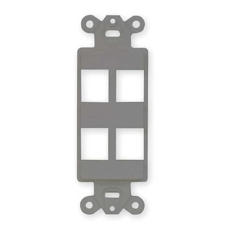 Hubbell Premise Wiring Outlet Frame, 4 Port, ISF Decorator Outlet ISF4GY