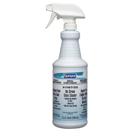 Sprayon Liquid Glass Cleaner, 32 oz., Blue, Unscented, Trigger Spray Bottle S1106T1232