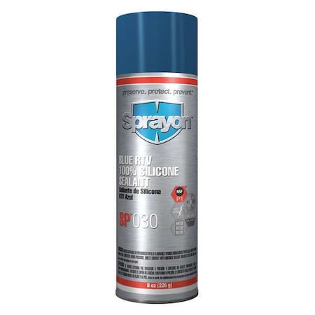 Sprayon Mildew and Water Resistant Silicone Sealant, 8 oz, Blue, Temp Range -80 to 450 Degrees F S00030000