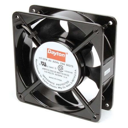 Dayton Axial Fan, Square, 115V AC, 1 Phase, Cast Aluminum, 4 11/16 in W. 6KD75