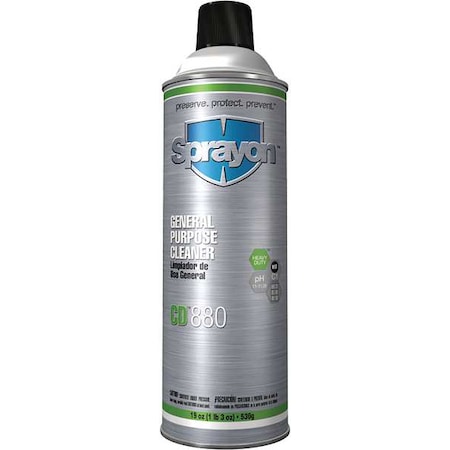 Sprayon All Purpose Cleaner, Aerosol Can, 19 oz, Unscented, 12 PK SC0880000