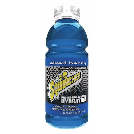 Sqwincher Sports Drink, Regular, 20 oz ready to drink, Mixed Berry, PK24 159030530