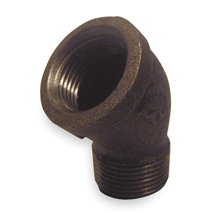 Zoro Select 45 Degree Street Elbow 45 Degree Street Elbow, 1/2" Pipe, FNPT x MNPT, Malleable Iron, Class 150 6KH97