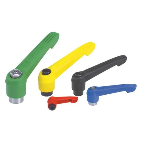 KIPP Adjustable Handle Size: 4 M10, Plastic Blue RAL 5017, Comp: Stainless Steel K0270.41087