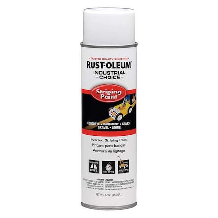 Rust-Oleum Striping Paint, Semi-Permanent, 20oz, White 1691838