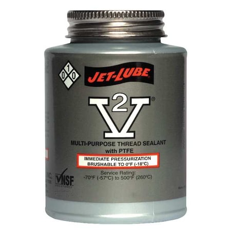 Jet-Lube Pipe Thread Sealant 16 fl oz, Brush-Top Can, V-2, Off-White, Semi-Solid 35504