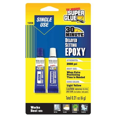 Super Glue Epoxy Adhesive, 1:1 Mix Ratio, 7 hr Functional Cure 15356-12