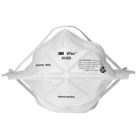 3M Disposable Respirator, N95, Flat-Fold, Dual, Non-Adjustable, Metal Nose Clip, S 9105S