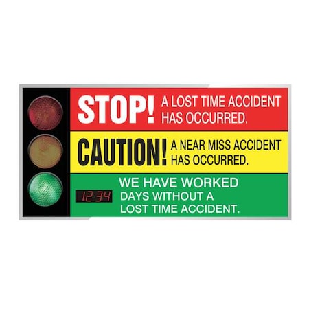 Accuform Electronic Safety Scoreboard, 36 in H x, 72 in W, Aluminum/Plastic SCT802