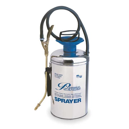 Chapin 2 gal Handheld Sprayer, Stainless Steel, 42 in L Hose, 12 in L Wand, Cone Nozzle Spray Pattern 1253