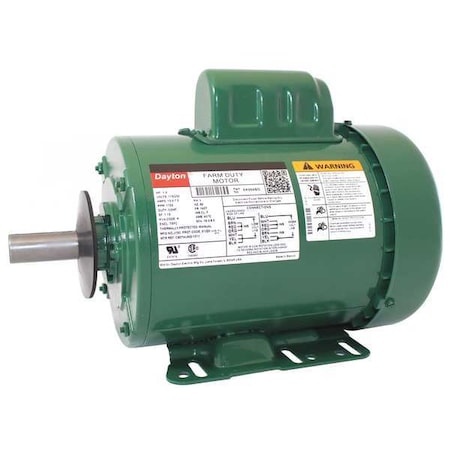 Dayton Extra High Torque Farm Duty Motor, Capacitor-Start, 1 HP, 115/230V AC, 1,725 Nameplate RPM 6K994